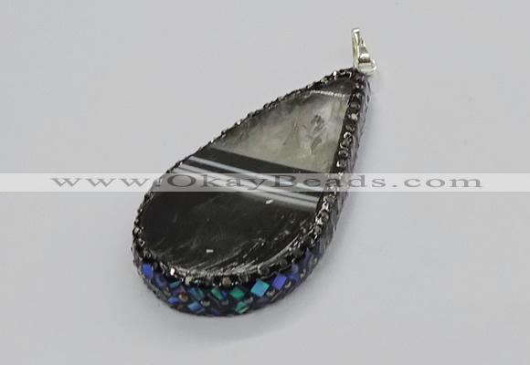 CGP3047 30*45mm - 35*60mm flat teardrop druzy agate pendants