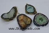 CGP3085 40*50mm - 45*55mm freeform druzy agate pendants