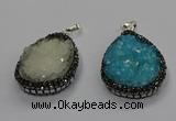 CGP3108 25*45mm flat teardrop druzy agate pendants wholesale