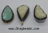 CGP3113 30*55mm flat teardrop druzy agate pendants wholesale