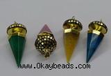 CGP3156 22*50mm faceted cone agate gemstone pendants wholesale