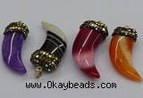 CGP3166 20*50mm - 25*55mm horn agate gemstone pendants