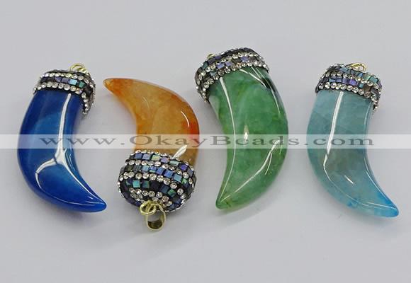 CGP3167 20*50mm - 25*55mm horn agate gemstone pendants