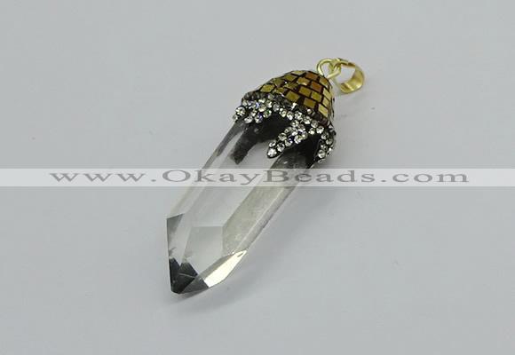 CGP3216 12*55mm - 15*45mm sticks white crystal pendants