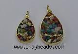 CGP3256 25*40mm - 30*50mm flat teardrop druzy agate pendants