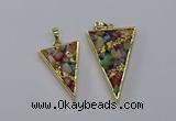 CGP3262 25*40mm - 30*50mm triangle druzy agate pendants wholesale