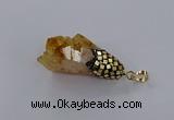 CGP3296 20*40mm - 25*45mm faceted freeform druzy citrine pendants