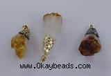 CGP3298 20*40mm - 25*45mm faceted freeform druzy citrine pendants