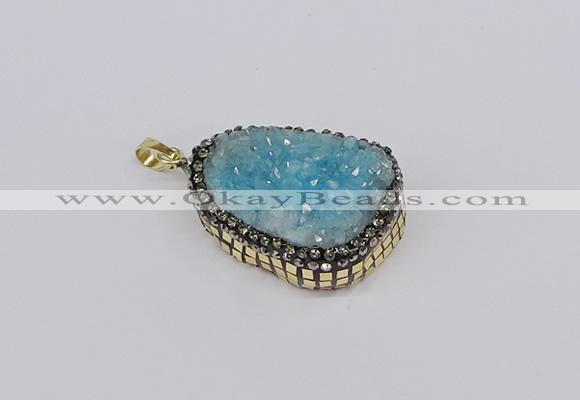 CGP3371 25*35mm - 30*40mm freeform druzy quartz pendants