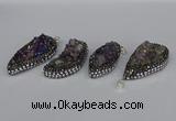 CGP3387 18*40mm - 22*45mm freeform plated druzy amethyst pendants