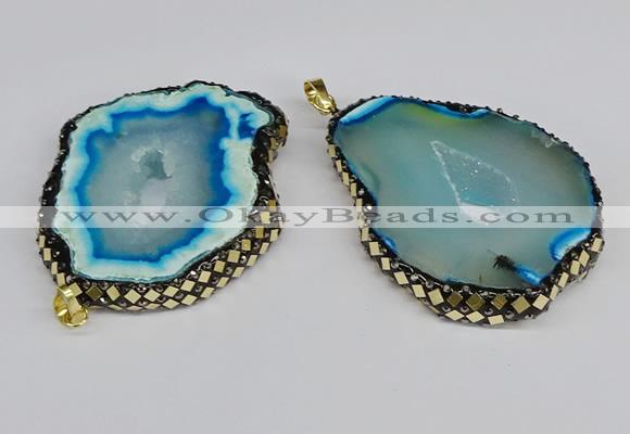 CGP3397 45*50mm - 45*60mm freeform druzy agate pendants