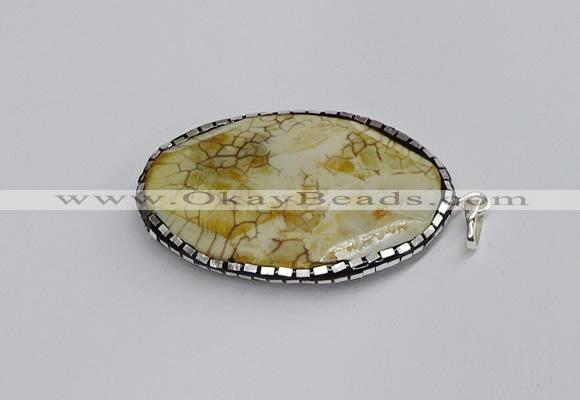 CGP3405 35*50mm faceted oval agate pendants wholesale