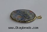 CGP3411 35*50mm faceted oval agate pendants wholesale