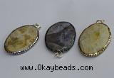 CGP3414 35*50mm faceted oval agate pendants wholesale