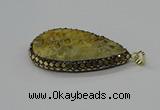 CGP3417 30*50mm - 35*55mm flat teardrop fossil coral pendants