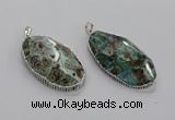 CGP3463 30*50mm - 35*55mm faceted oval ocean agate pendants