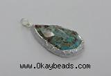 CGP3474 30*40mm - 35*50mm faceted flat teardrop ocean agate pendants