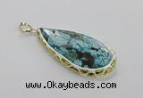 CGP3475 30*50mm - 35*55mm faceted flat teardrop ocean agate pendants