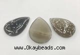 CGP3519 35*50mm - 40*55mm flat teardrop sakura agate slab pendants