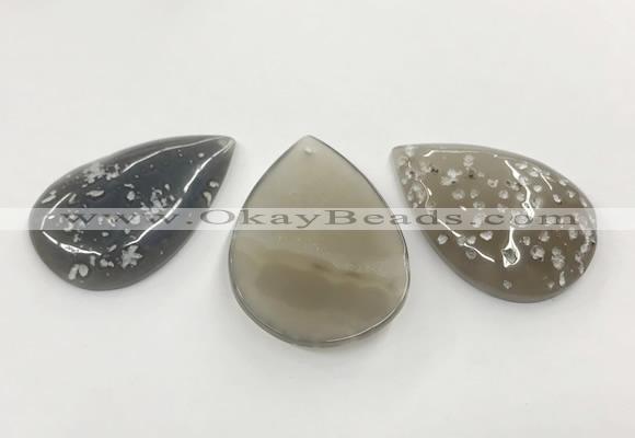 CGP3519 35*50mm - 40*55mm flat teardrop sakura agate slab pendants