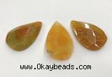 CGP3563 35*55mm faceted flat teardrop agate pendants wholesale