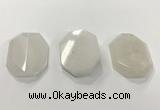 CGP3605 35*45mm faceted octagonal white jade pendants wholesale