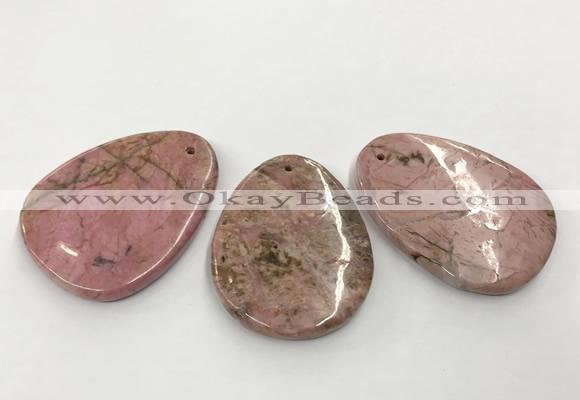 CGP3622 40*55mm - 42*52mm flat teardrop rhodochrosite gemstone pendants