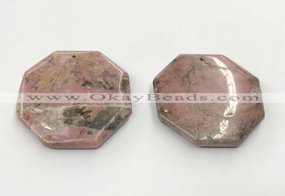 CGP3625 48mm - 50mm octagonal rhodochrosite gemstone pendants