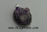 CGP365 30*40mm - 35*45mm freeform crystal glass & amethyst pendants