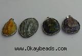 CGP370 30*40mm - 35*45mm freeform crystal glass & gemstone pendants