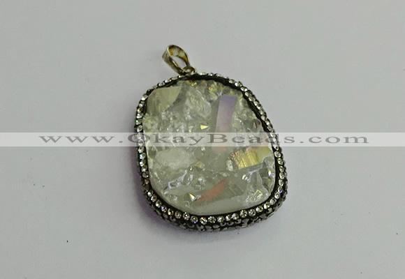 CGP375 30*40mm - 35*45mm freeform plated white crystal pendants