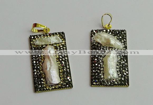 CGP385 20*40mm rectangle pearl pendants wholesale