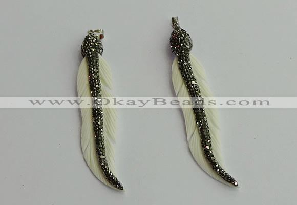 CGP401 12*70mm feather bone pendants wholesale