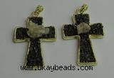 CGP403 40*60mm cross gemstone pendants wholesale