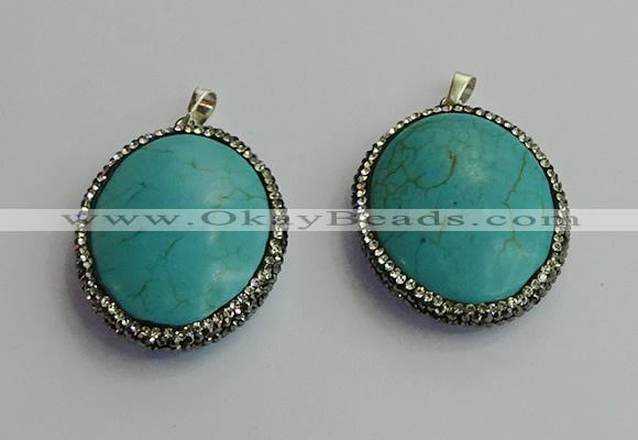 CGP405 30*40mm - 35*45mm oval turquoise pendants wholesale