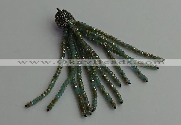 CGP423 2*3mm faceted rondelle handmade chinese crystal tassel pendants