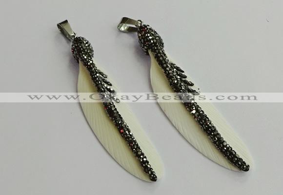 CGP650 18*75mm feather bone pendants wholesale