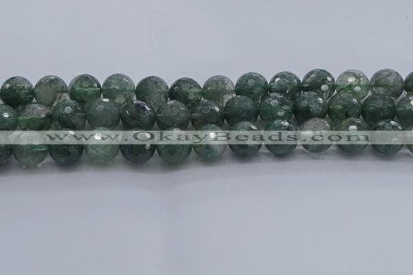 CGQ525 15.5 inches 14mm faceted round imitation green phantom quartz beads