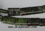 CGR35 15.5 inches 10*14mm flat tube green rain forest stone beads