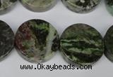 CGR38 15.5 inches 22mm coin green rain forest stone beads