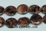 CGS208 15.5 inches 14mm flat round blue & brown goldstone beads wholesale