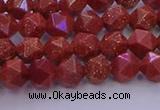 CGS451 15.5 inches 6mm faceted nuggets goldstone beads wholesale