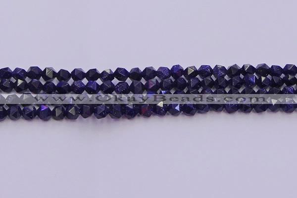 CGS456 15.5 inches 6mm faceted nuggets goldstone beads wholesale