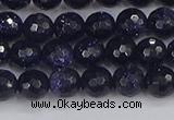 CGS479 15.5 inches 6mm faceted round blue goldstone beads