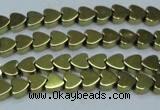 CHE1000 15.5 inches 6*6mm heart plated hematite beads wholesale