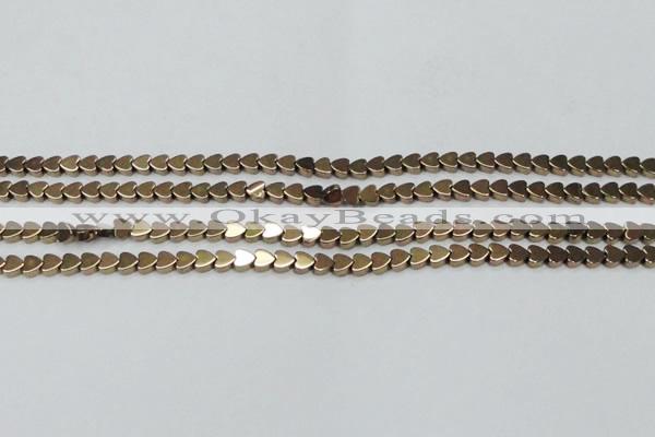 CHE1001 15.5 inches 6*6mm heart plated hematite beads wholesale