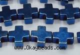 CHE1012 15.5 inches 10*10mm cross plated hematite beads wholesale