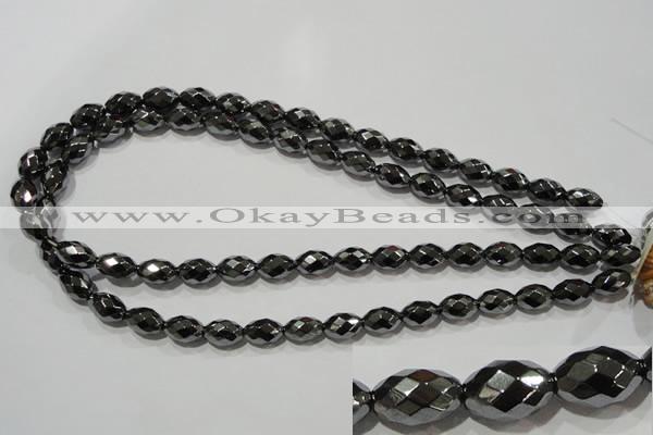 CHE145 15.5 inches 8*12mm faceted rice hematite beads wholesale