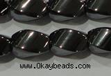 CHE163 15.5 inches 8*12mm twisted rice hematite beads