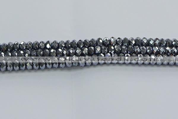 CHE2002 15.5 inches 5*8mm faceted rondelle hematite beads